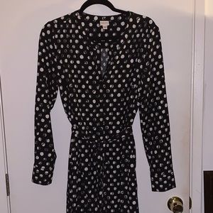 Merona long sleeved shirt dress with pockets & tie